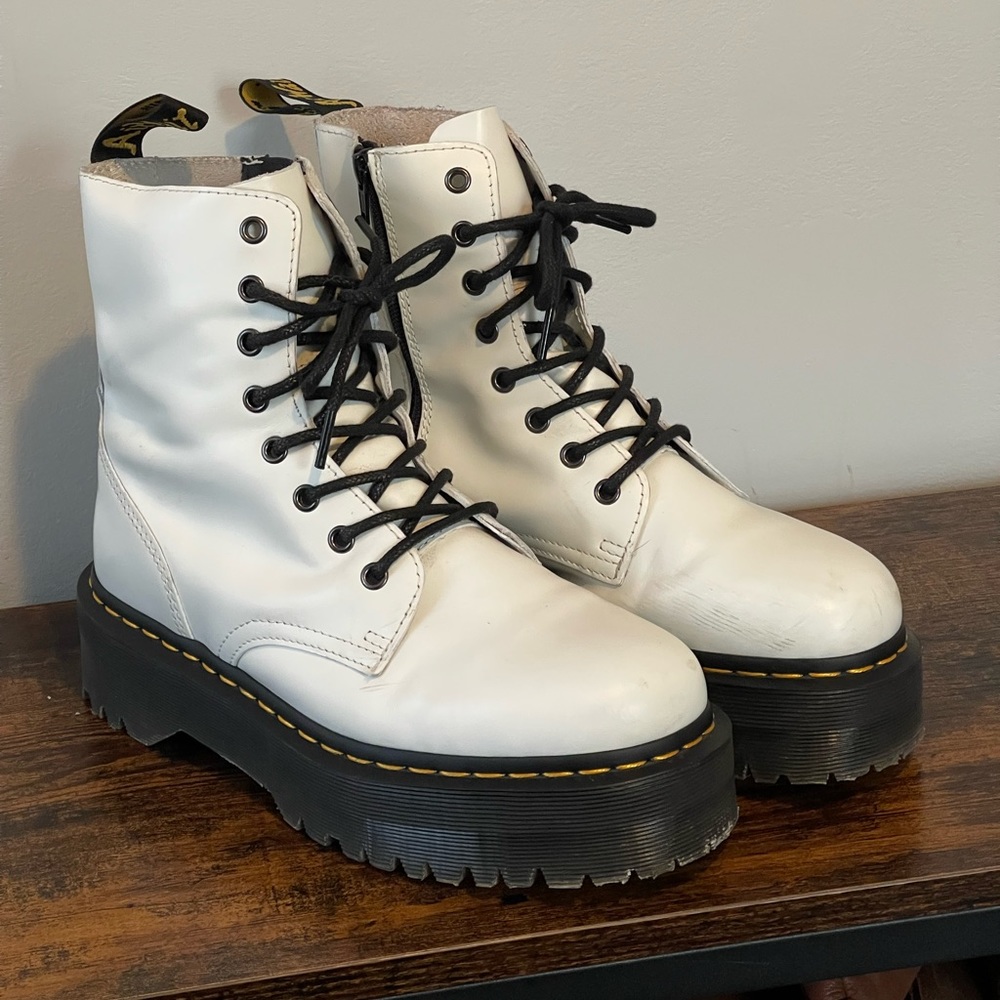 Dr Martens White Jadon Platform Boot Womens 9